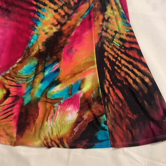 Pink and Blue A-Line Knee-Length Skirt for Resort Wear - Picture 2 of 5